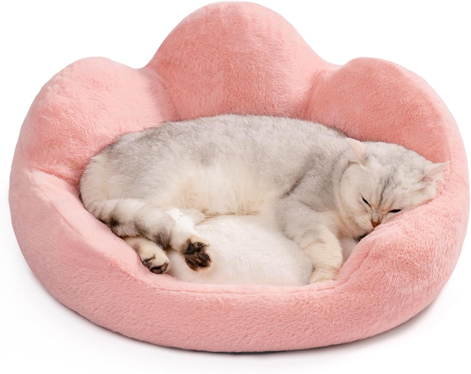 MEWOOFUN Fluffy Cat Couch – Washable Round Sofa for Cats