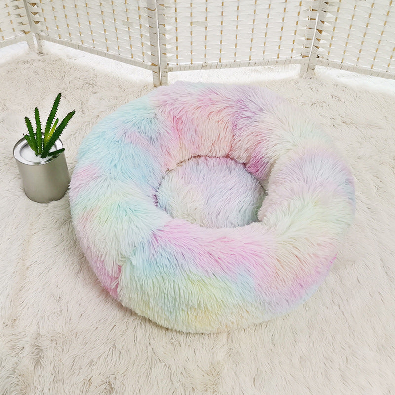 Fluffy Round Pet Bed for Cats