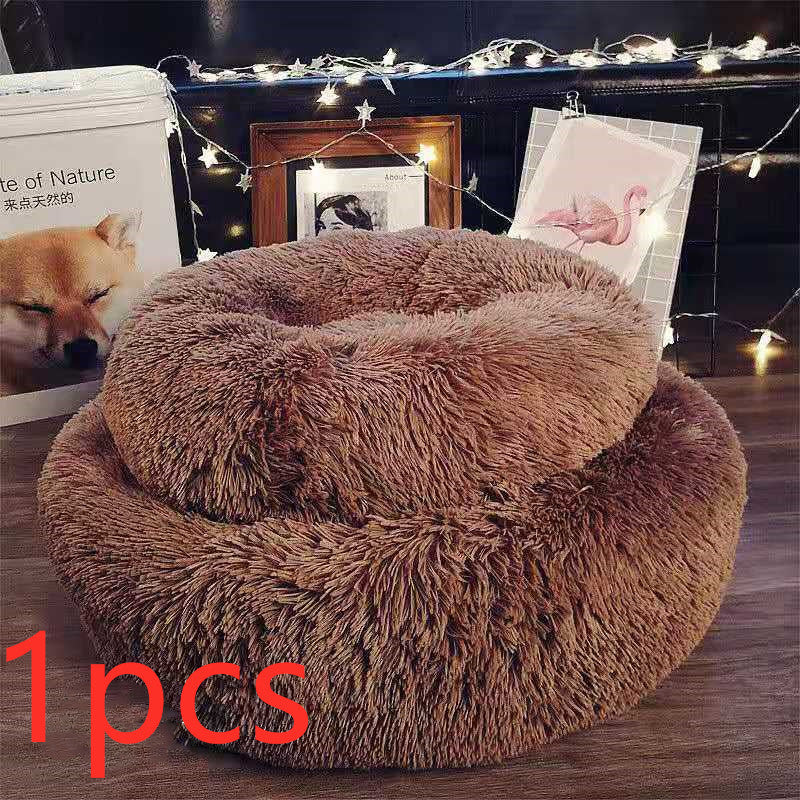 Fluffy Round Pet Bed for Cats
