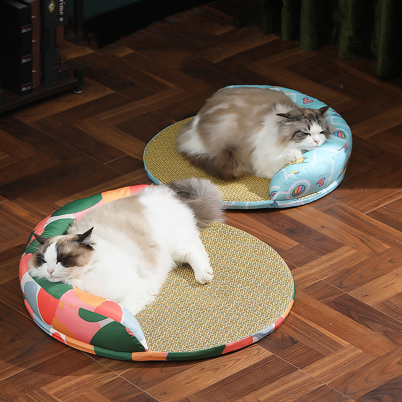 Cooling Rattan Pet Bed – Summer Comfort for Cats