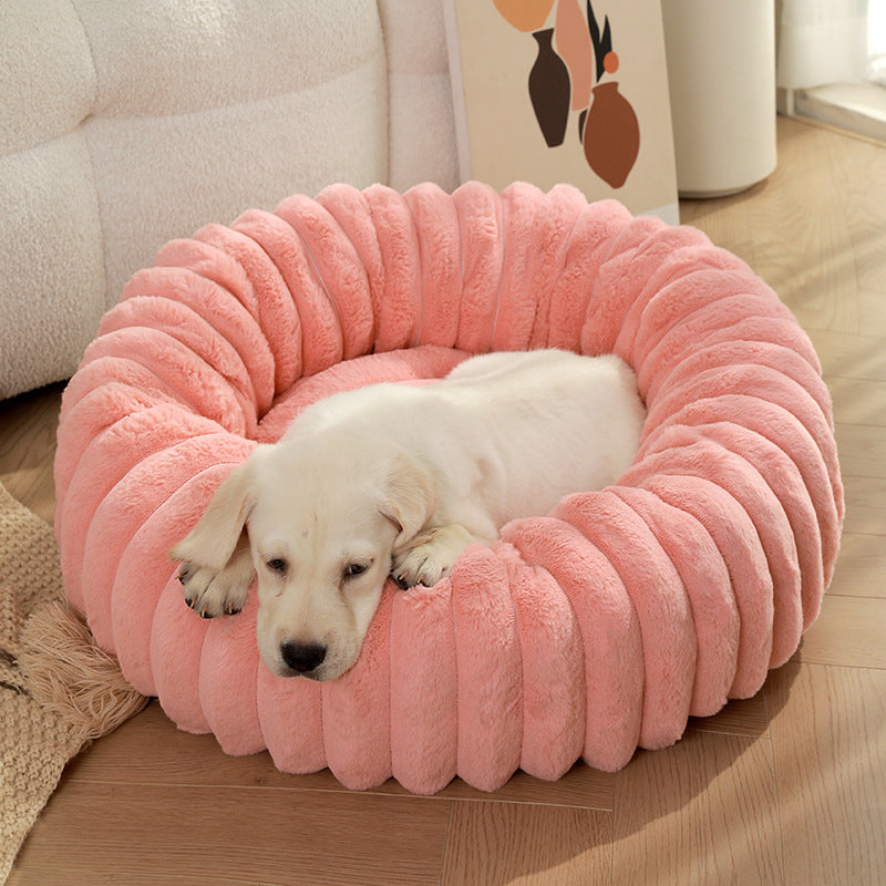 Soft Round Pet Bed – Cozy Winter Nest for Cats