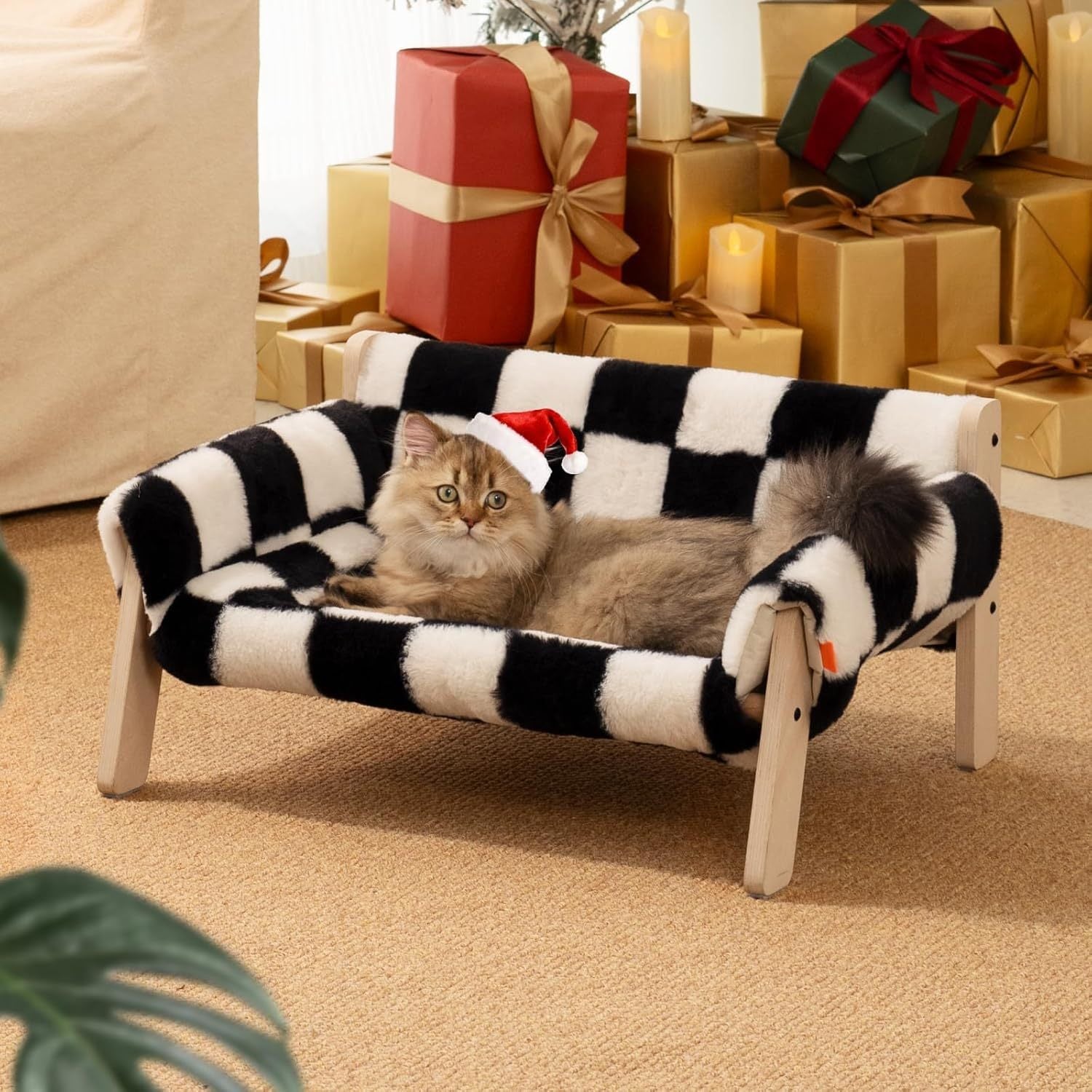 Raised Cat Bed – Sturdy Indoor Sofa with Washable Cushion for Cats
