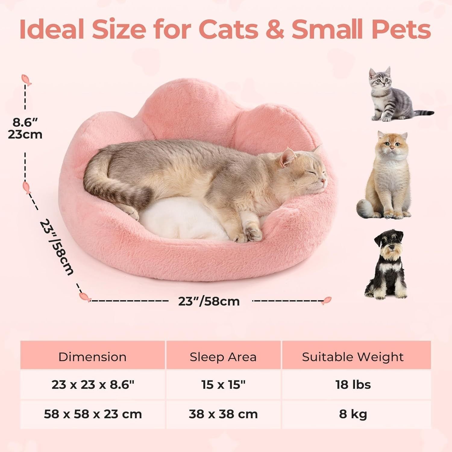 MEWOOFUN Fluffy Cat Couch – Washable Round Sofa for Cats