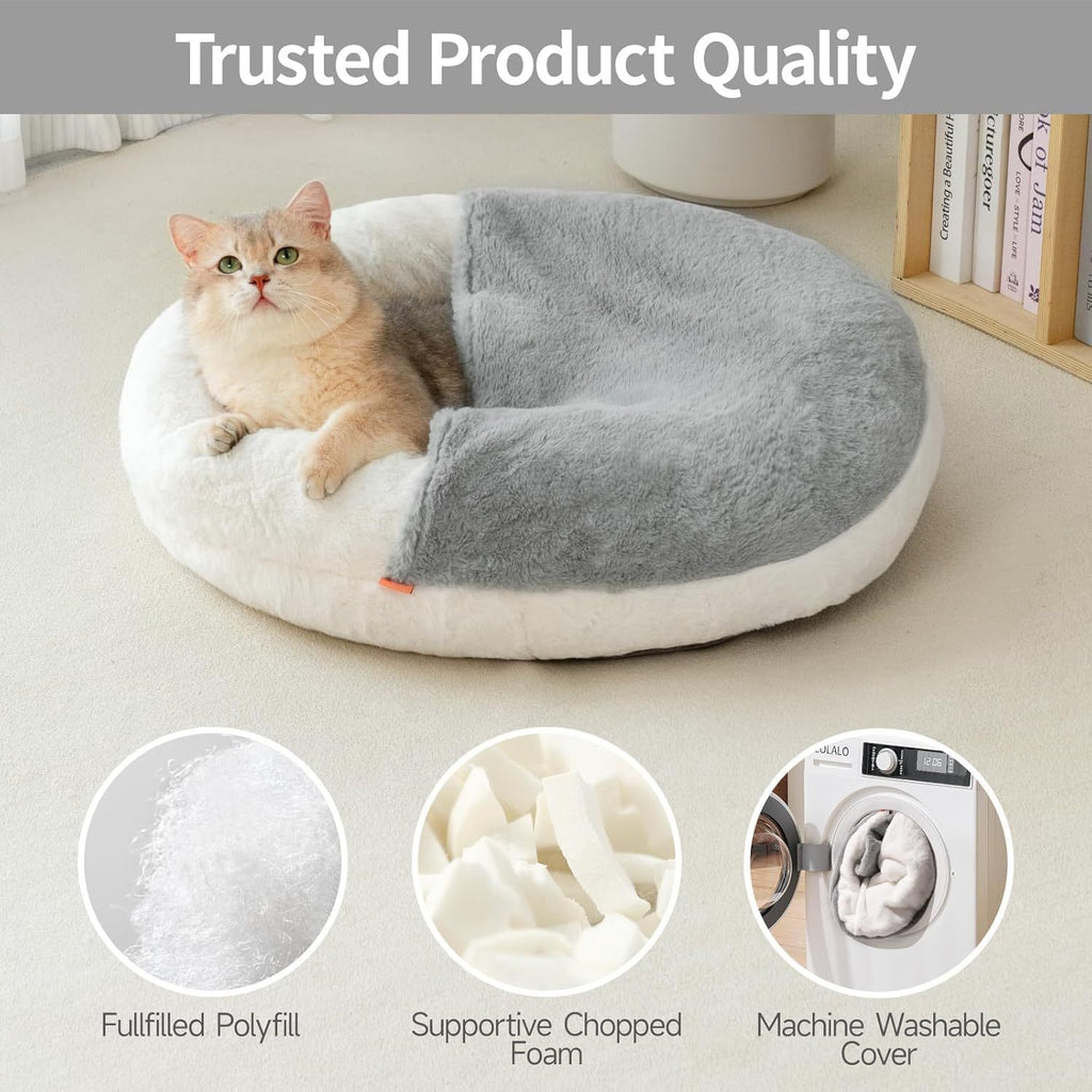 MEWOOFUN Donut Cat Bed – Washable Plush Nest