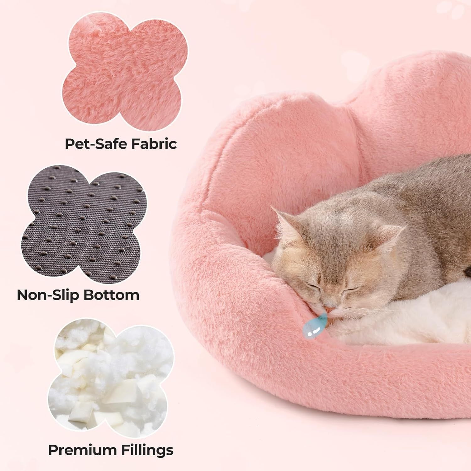 MEWOOFUN Fluffy Cat Couch – Washable Round Sofa for Cats