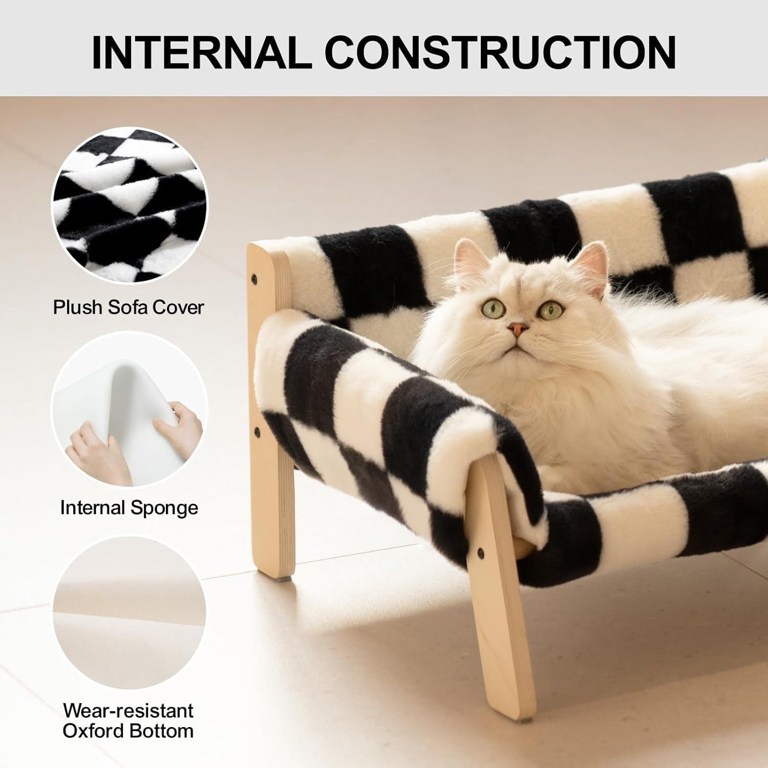 Raised Cat Bed – Sturdy Indoor Sofa with Washable Cushion for Cats
