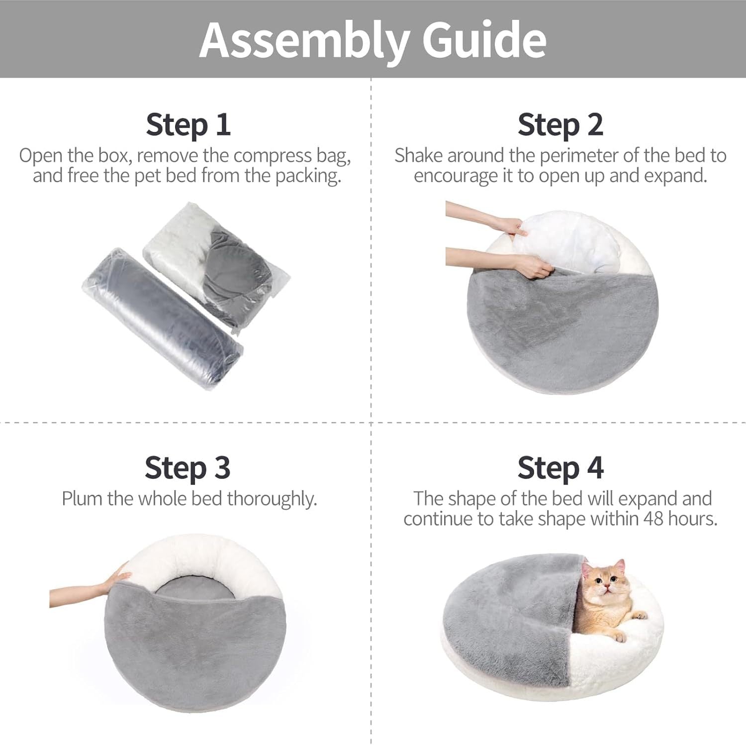 MEWOOFUN Donut Cat Bed – Washable Plush Nest