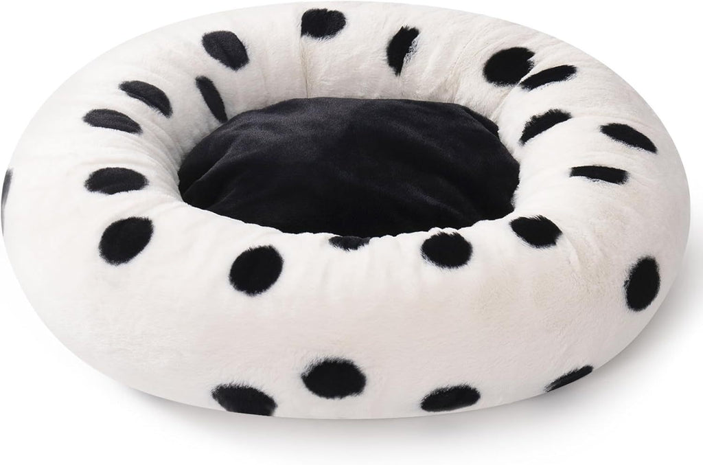 Black Dot Donut Pet Bed – Plush Comfort for Cats & Dogs