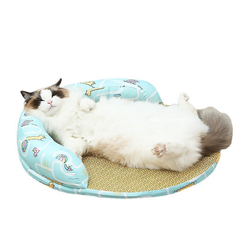Cooling Rattan Pet Bed – Summer Comfort for Cats