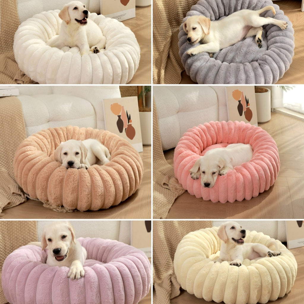 Soft Round Pet Bed – Cozy Winter Nest for Cats