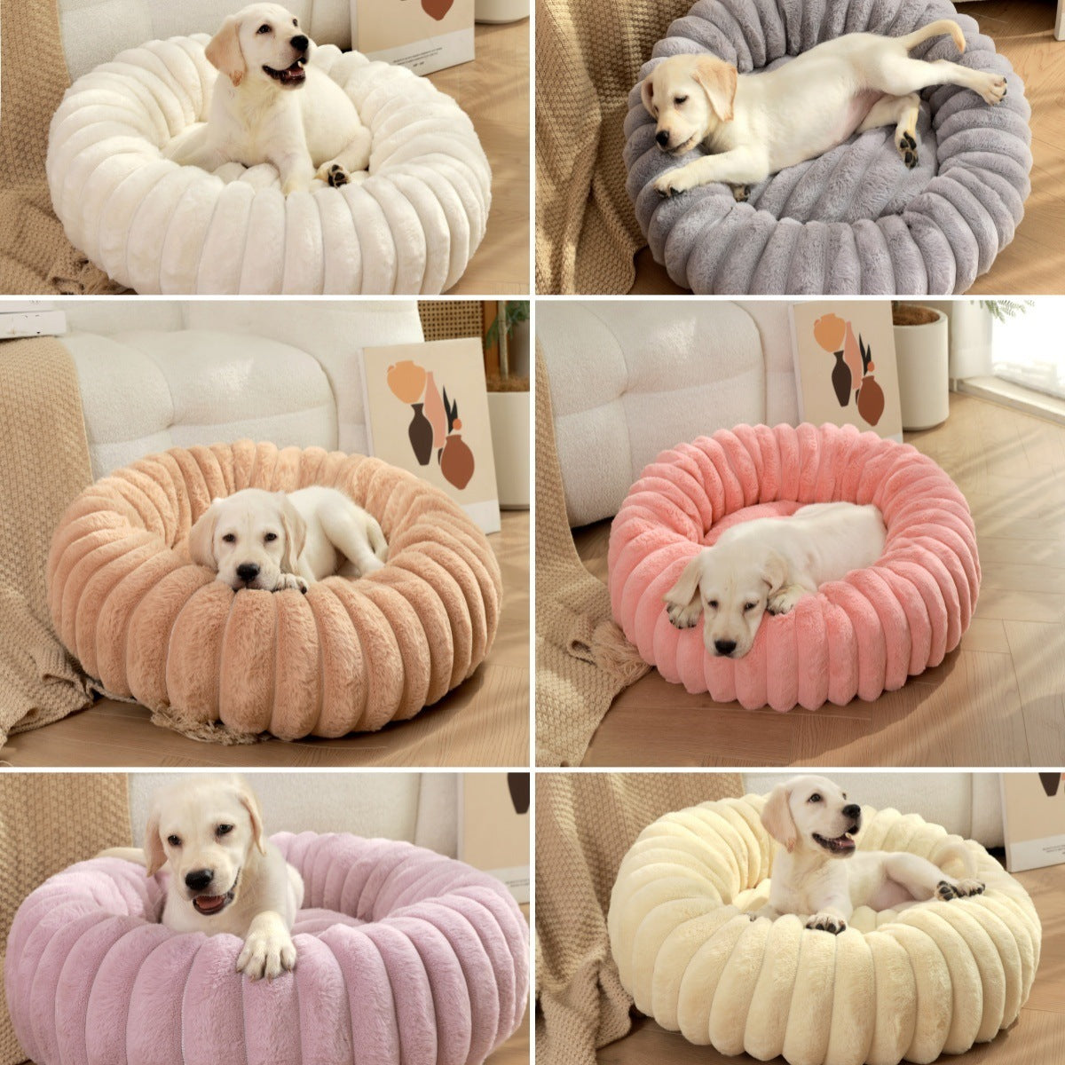 Soft Round Pet Bed – Cozy Winter Nest for Cats