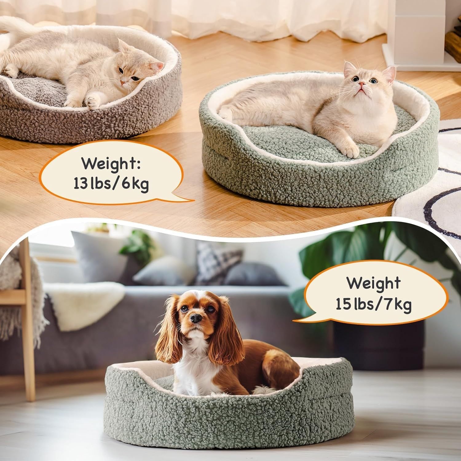 Orthopedic Round Pet Bed – Soft Washable Cat & Bed