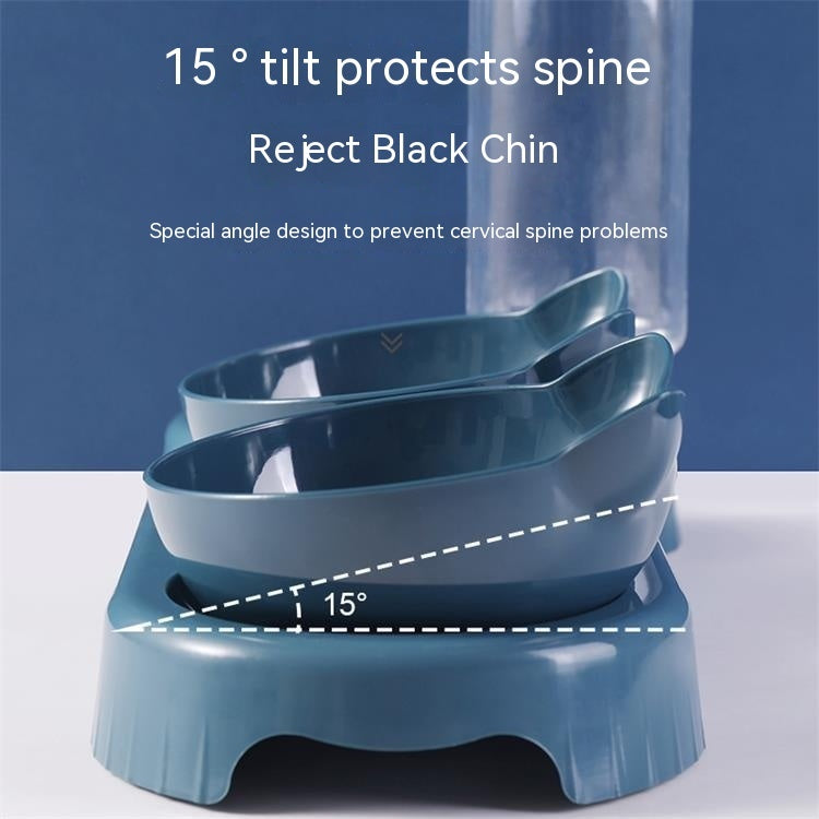 Anti-Tumble Cat Bowl – Automatic Water & Food Fountain