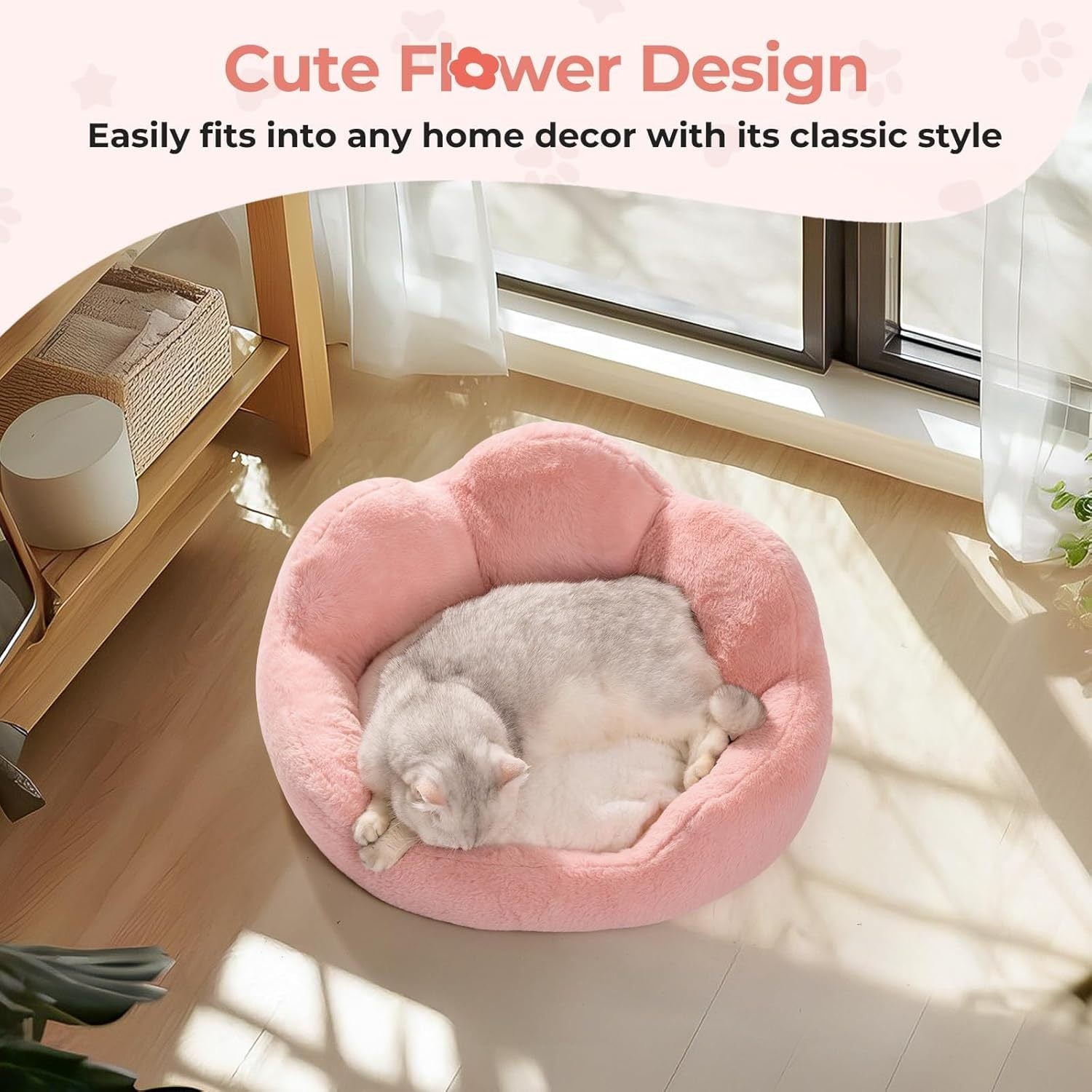 MEWOOFUN Fluffy Cat Couch – Washable Round Sofa for Cats