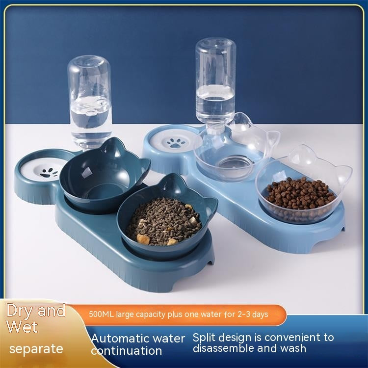 Anti-Tumble Cat Bowl – Automatic Water & Food Fountain