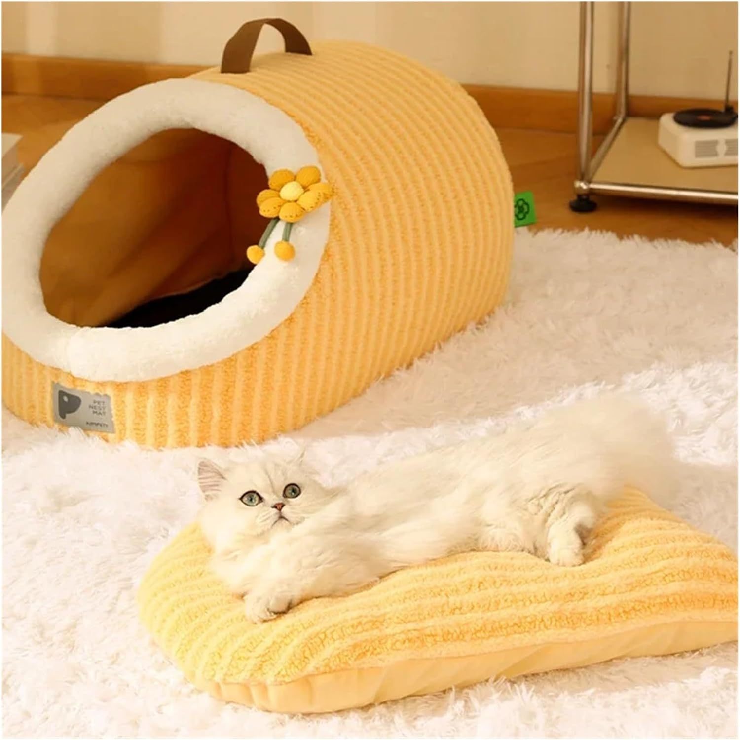 Cozy Cat Cave – Soft Washable Indoor Cat Bed with Pillow