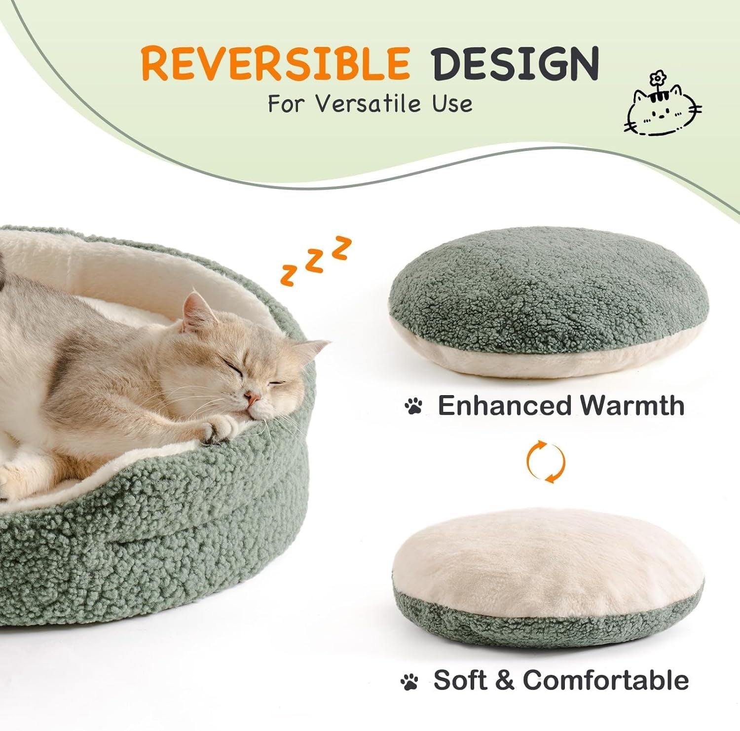 Orthopedic Round Pet Bed – Soft Washable Cat & Bed