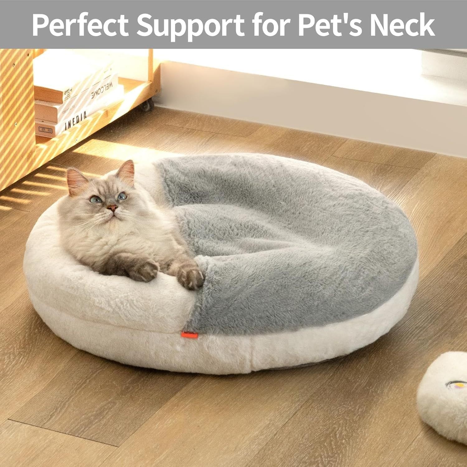 MEWOOFUN Donut Cat Bed – Washable Plush Nest