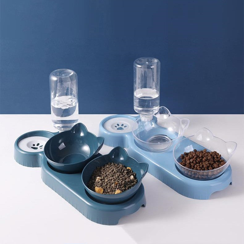 Anti-Tumble Cat Bowl – Automatic Water & Food Fountain