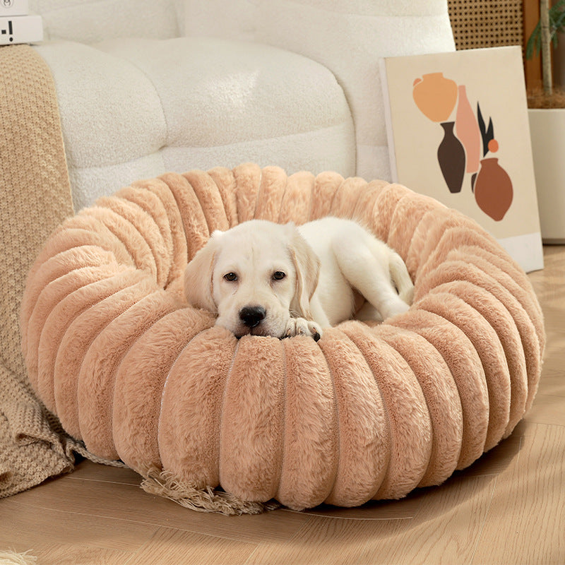 Soft Round Pet Bed – Cozy Winter Nest for Cats