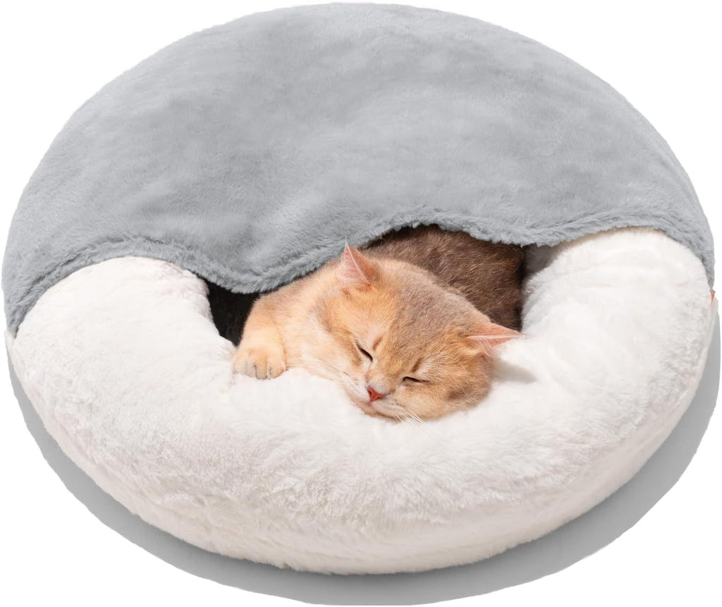 MEWOOFUN Donut Cat Bed – Washable Plush Nest
