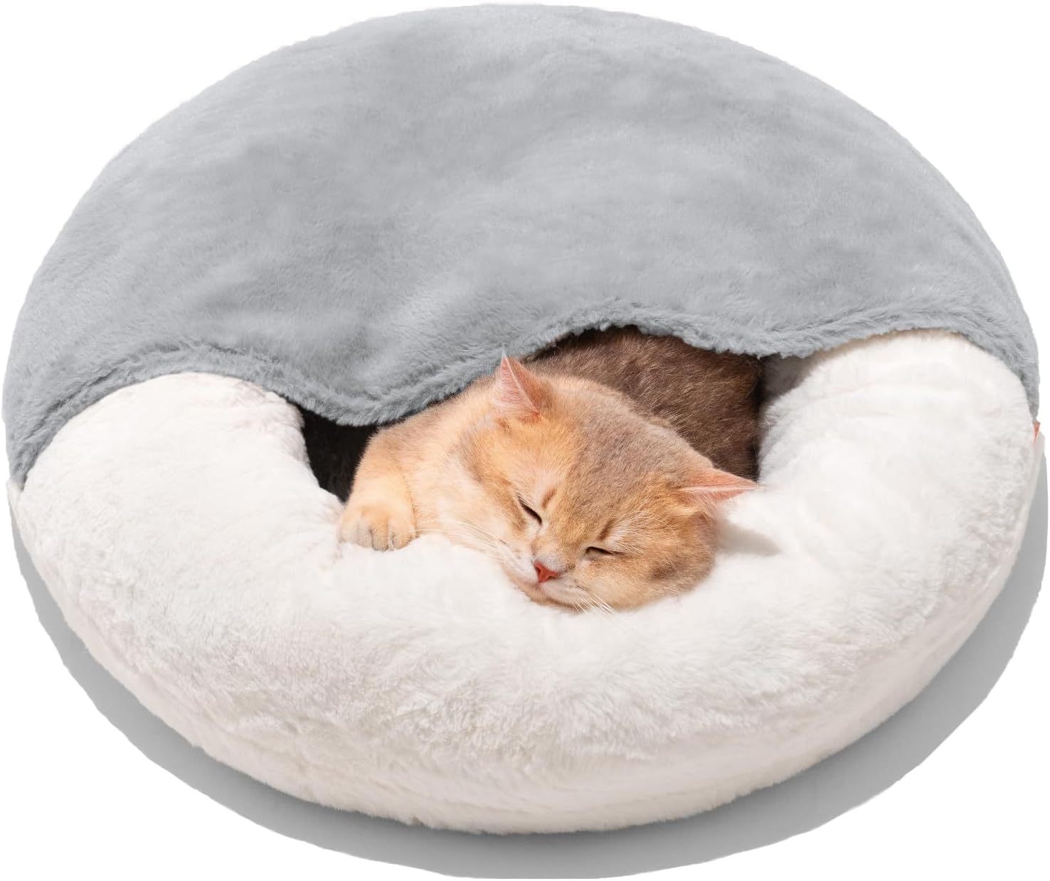 MEWOOFUN Donut Cat Bed – Washable Plush Nest