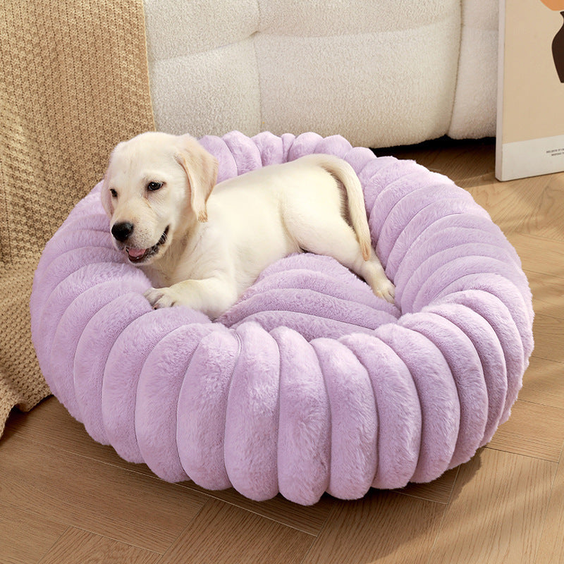 Soft Round Pet Bed – Cozy Winter Nest for Cats